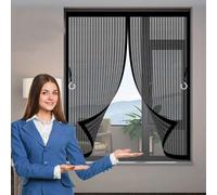 Mosquitera Magnética 106 x 142 cm (Personalizable) Antimosquitos, Malla Super Fina Puerta Mosquitera para Gatos Fácil Instalación sin Taladrar para Terraza, Ventana, Door, Negro