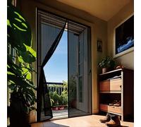 Mosquitera Magnética 106 x 159 cm Cierre Automático con Imanes y Pesos, Taladrar Fácil de Instalar Mantiene, Mosquitera para Puertas para Todos Tamaños Puertas, Negro