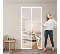 Mosquitera Magnetica 106 x 196 cm Varios Tallas, Cierre Automático, No Requiere Herramientas, Fácil de Instalar Puerta de Malla Magnética para La Sala de Estar Del Balcón, Blanco