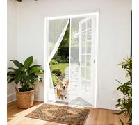 Mosquitera Magnética 106 x 246 cm con Fuertes Imanes para Un Autocierre, Fácil Instalación sin Taladrar, Antimosquitos Magnética Anti-Insectos para Todos Tamaños Puertas, Blanco