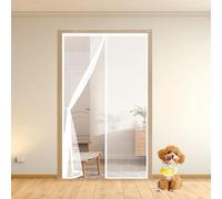 Mosquitera Magnética 106 x 246 cm con Fuertes Imanes para Un Autocierre, Fácil Instalación sin Taladrar, Antimosquitos Cortina Magnética Puerta Doble para Dormitorio, Blanco