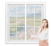 Mosquitera Magnetica 110 x 120 cm Cierre Automático de Arriba a Abajo, Mantiene El Aire Fresco Dentro y Los Bichos Fuera Mosquitera Cortina Ventana para Todas Las Ventana, Blanco