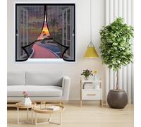 Mosquitera Magnetica 110 x 120 cm Cierre Automático de Arriba a Abajo, Mantiene El Aire Fresco Dentro y Los Bichos Fuera Cortinas Mosquiteras para Todas Las Ventana, Negro