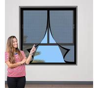 Mosquitera Magnetica 110 x 130 cm Junta Magnética de Arriba a Abajo, sin Taladrar, Transpirables Cortina Contra Mosquitos para Correderas, Garaje O Patio, Negro