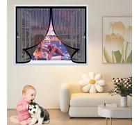 Mosquitera Magnetica 110 x 135 cm Cierre Automático, Automáticamente y Mantiene El Aire Fresco, La Cortina Magnética Es Ideal Cortina Mosquiteras para Todas Las Ventana, Negro