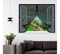 Mosquitera Magnética 110 x 135 cm Varios Tallas, Cierre Automático, No Requiere Herramientas, Mantiene El Aire Fresco Cortina Mosquitera Magnetica para Todas Las Ventana, Negro