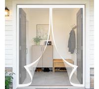 Mosquitera Magnetica 110 x 150 cm Junta Magnética de Arriba a Abajo, sin Taladrar, Transpirables, Resistente Al Viento Mosquitera para Puerta para Puerta Exterior, Blanco