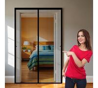 Mosquitera Magnética 110 x 150 cm Mantiene El Aire Fresco Dentro y Los Bichos Fuera, Cinta Mágica, Imanes Cierre Automático, Mosquitera Cortina Puerta Magnetica para Patio/Balcón, Negro