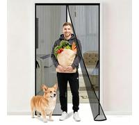 Mosquitera Magnética 110 x 170 cm Cierre Automático Mosquitera Cortina Puerta Magnetica Fácil Instalación sin Taladrar para Balcón Salón Dormitorio Puerta de Patio, Negro