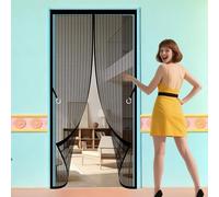 Mosquitera Magnetica 110 x 210 cm Magnético Automático Cortinas Mosquitera Puerta Resistente para Balcón, Cocina, Dormitorio, Correderas, Garaje O Patio, Negro