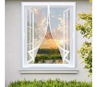 Mosquitera Magnetica 115 x 120 cm Cierre Automático, Automáticamente y Mantiene El Aire Fresco, La Cortina Magnética Es Ideal Cortinas Antimosquitos para Todas Las Ventana, Blanco