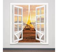 Mosquitera Magnética 115 x 120 cm Cierre Automático de Arriba a Abajo, Mantiene El Aire Fresco Dentro y Los Bichos Fuera Mosquitera Imantada Ventana para Todas Las Ventana, Blanco