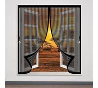 Mosquitera Magnética 115 x 120 cm Cierre Automático de Arriba a Abajo, Mantiene El Aire Fresco Dentro y Los Bichos Fuera Mosquitera Imantada Ventana para Todas Las Ventana, Negro