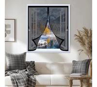 Mosquitera Magnética 115 x 135 cm Cierre Automático, Automáticamente y Mantiene El Aire Fresco, La Cortina Magnética Es Ideal Cortina Mosquiteras para Todas Las Ventana, Negro