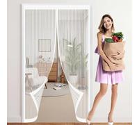 Mosquitera Magnética 120 x 130 cm Cierre Automático de Arriba a Abajo, Mantiene El Aire Fresco Dentro y Los Bichos Fuera Mosquitera Cortina Puerta para Sala de Estar, Patio, Blanco