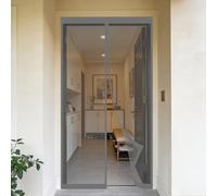 Mosquitera Magnetica 120 x 195 cm Junta Magnética de Arriba a Abajo, sin Taladrar, Transpirables, Resistente Al Viento Puerta de Malla Cortina para Puerta Exterior, Gris