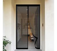 Mosquitera Magnetica 120 x 195 cm Junta Magnética de Arriba a Abajo, sin Taladrar, Transpirables, Resistente Al Viento Puerta de Malla Cortina para Puerta Exterior, Negro