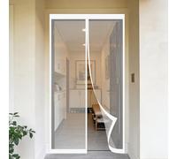 Mosquitera Magnetica 120 x 235 cm Junta Magnética de Arriba a Abajo, sin Taladrar, Transpirables, Resistente Al Viento Puerta de Malla Cortina para Puerta Exterior, Blanco