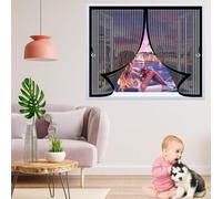 Mosquitera Magnetica 124 x 134 cm Cierre Automático, Automáticamente y Mantiene El Aire Fresco, La Cortina Magnética Es Ideal Cortinas Mosquiteras para Todas Las Ventana, Negro