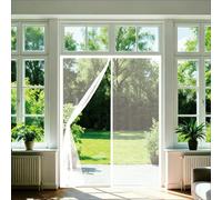 Mosquitera Magnética 125 x 203 cm con Fuertes Imanes para Un Autocierre, Fácil Instalación sin Taladrar, Antimosquitos Cortina Magnética para Puerta Proteger a su Familia, Blanco