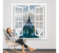 Mosquitera Magnetica 125 x 55 cm Varios Tallas, Cierre Automático, No Requiere Herramientas, Mantiene El Aire Fresco Mosquitera Imantada Ventana para Todas Las Ventana, Blanco