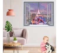 Mosquitera Magnetica 126 x 132 cm Cierre Automático, Automáticamente y Mantiene El Aire Fresco, La Cortina Magnética Es Ideal Cortinas Mosquiteras para Todas Las Ventana, Gris