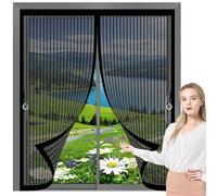 Mosquitera Magnetica 128 x 52 cm Cierre Automático, sin Taladrar, Antimosquitos, Fácil Instalación, Mosquitera Ventana Enrollable para Puerta Corredera, Puerta de Salón, Negro