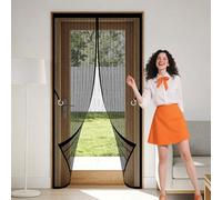 Mosquitera Magnetica 129 x 265 cm Magnético Automático sin Taladrar Cortina Magnética Resistente a La Rotura para Puertas de Patio y Balconeras, Negro