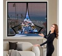 Mosquitera Magnética 130 x 135 cm (Personalizable) Antimosquitos, Cierre Automático Cortina Mosquitera Fácil Instalación, Varios Tallas para Terraza, Patio, Ventana, Door, Negro