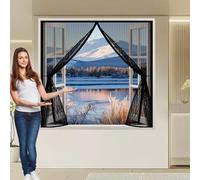 Mosquitera Magnetica 130 x 135 cm Protección Contra Insectos, Malla Fina, Mantiene El Aire Fresco, Cortina Mosquitera Magnética para Puerta de Balcón, Puerta de Patio, Negro