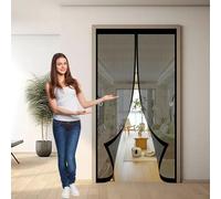 Mosquitera Magnetica 130 x 135 cm Protección Contra Insectos, Malla Fina, Mantiene El Aire Fresco, Mosquitera Magnética para Puerta para Puerta de Balcón, de Patio, Negro