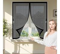 Mosquitera Magnetica 130 x 153 cm Varios Tallas, Cierre Automático, No Requiere Herramientas, Mantiene El Aire Fresco Ventana de Malla Magnética para Todas Las Ventana, Negro