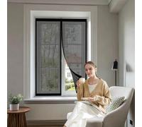 Mosquitera Magnetica 130 x 160 cm Imanes Más Fuertes, Protección Contra Insectos, sin Taladrar Puerta de Malla Magnética para Dormitorio Sala de Puerta, Negro