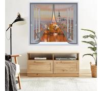 Mosquitera Magnética 130 x 170 cm Varios Tallas, Cierre Automático, No Requiere Herramientas, Mantiene El Aire Fresco Cortina Mosquitera Magnetica para Todas Las Ventana, Gris