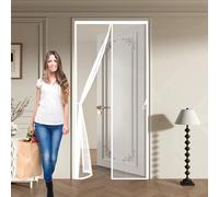 Mosquitera Magnetica 130 x 175 cm Cierre Automático, Protección Insectos, Resistente a La Rotura Cortina Mosquitera Exterior para Correderas, Garaje O Patio, Blanco