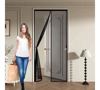 Mosquitera Magnetica 130 x 175 cm Cierre Automático, Protección Insectos, Resistente a La Rotura Cortina Mosquitera Exterior para Correderas, Garaje O Patio, Negro