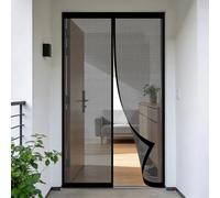 Mosquitera Magnetica 130 x 190 cm Junta Magnética de Arriba a Abajo, sin Taladrar, Transpirables, Resistente Al Viento Cortina Magnética Antiinsectos para Puerta Corredera, Negro