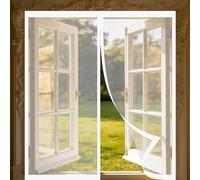 Mosquitera Magnetica 130 x 190 cm Junta Magnética de Arriba a Abajo, sin Taladrar, Transpirables, Resistente Al Viento Cortina Contra Mosquitos para Puerta Corredera, Blanco