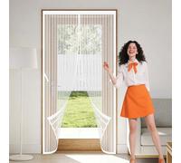 Mosquitera Magnetica 131 x 266 cm Magnético Automático sin Taladrar Cortina Magnética Resistente a La Rotura para Puertas de Patio y Balconeras, Blanco