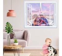 Mosquitera Magnetica 132 x 94 cm Cierre Automático, Automáticamente y Mantiene El Aire Fresco, La Cortina Magnética Es Ideal Cortinas Mosquiteras para Todas Las Ventana, Blanco