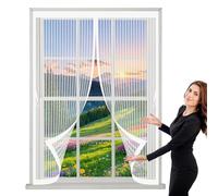 Mosquitera Magnética 135 x 145 cm Cierre Automático, Automáticamente y Mantiene El Aire Fresco, La Cortina Magnética Es Ideal Cortina Mosquiteras para Todas Las Ventana, Blanco