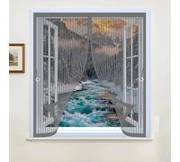 Mosquitera Magnética 135 x 145 cm Varios Tallas, Cierre Automático, No Requiere Herramientas, Mantiene El Aire Fresco Mosquitera para Ventana para Todas Las Ventana, Gris