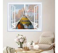 Mosquitera Magnética 135 x 145 cm Varios Tallas, Cierre Automático, No Requiere Herramientas, Mantiene El Aire Fresco Mosquitera Ventana Magnetica para Todas Las Ventana, Blanco