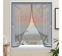 Mosquitera Magnetica 135 x 145 cm Varios Tallas, Cierre Automático, No Requiere Herramientas, Mantiene El Aire Fresco Mosquitera Imantada Ventana para Todas Las Ventana, Gris