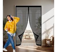 Mosquitera Magnética 135 x 200 cm Varios Tallas, Cierre Automático, No Requiere Herramientas, Mantiene El Aire Fresco Mosquitera Puerta a Prueba de Gatos para Sala de Estar, Patio, Negro