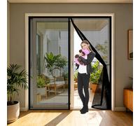 Mosquitera Magnética 135 x 75 cm Mantiene El Aire Fresco Dentro y Los Bichos Fuera, Cinta Mágica, Imanes Cierre Automático, Cortina Mosquitera Puerta Exterior para Balcón/Patio, Negro