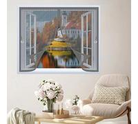 Mosquitera Magnética 137 x 133 cm Varios Tallas, Cierre Automático, No Requiere Herramientas, Mantiene El Aire Fresco Mosquitera Ventana Magnetica para Todas Las Ventana, Gris