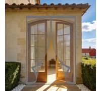 Mosquitera Magnetica 137 x 150 cm Junta Magnética de Arriba a Abajo, sin Taladrar, Transpirables, Resistente Al Viento Puerta Mosquitera para Puerta Exterior, Gris