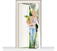 Mosquitera Magnética 137 x 304 cm Cierre Automático con Imanes y Pesos, Taladrar Fácil de Instalar Mantiene, Mosquitera Imantada Puerta para Dormitorio, Blanco