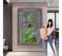 Mosquitera Magnetica 138 x 142 cm Junta Magnética de Arriba a Abajo, sin Taladrar, Transpirables Mosquitera Imantada Puerta para Correderas, Garaje O Patio, Gris